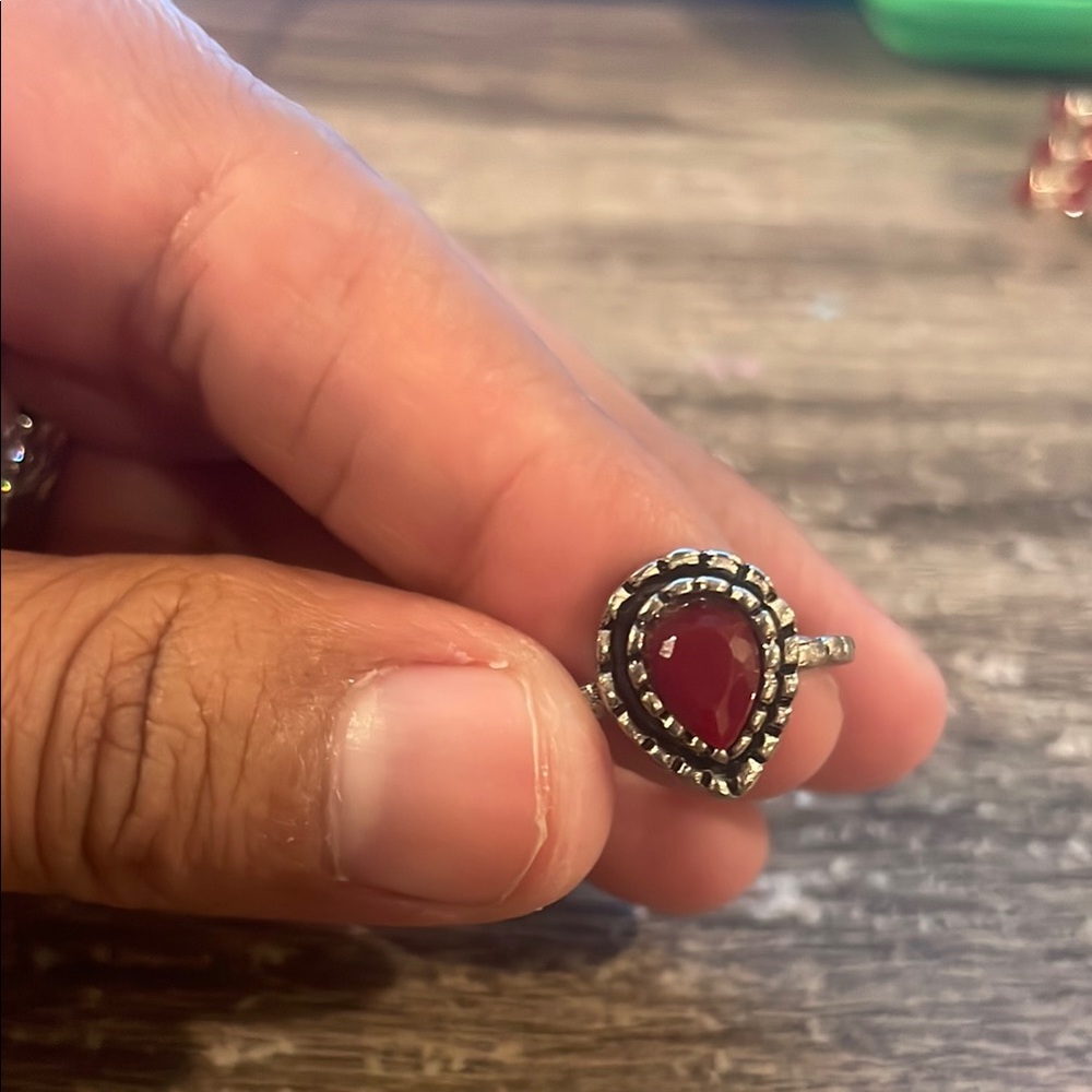 Elegant Red Teardrop Ring